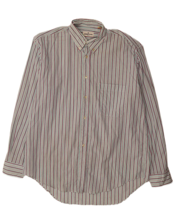 Cerruti 1881 Camisa Hombre Talla 40 15 3/4 Algodón Rayas Azul Medio Clásico