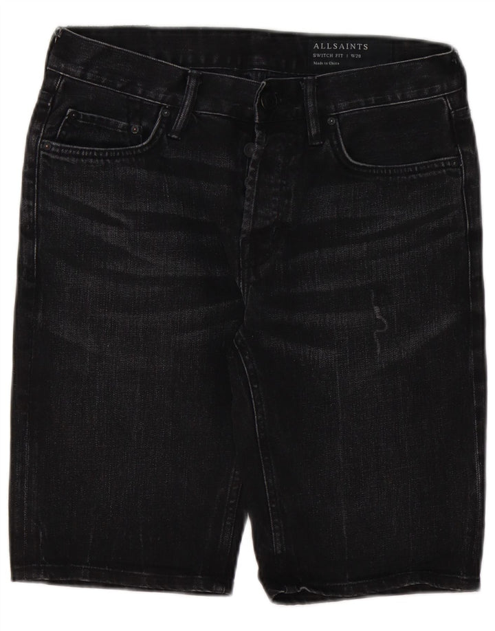 All Saints Pantalones cortos de mezclilla con ajuste interruptor para hombre W28 Algodón negro mediano