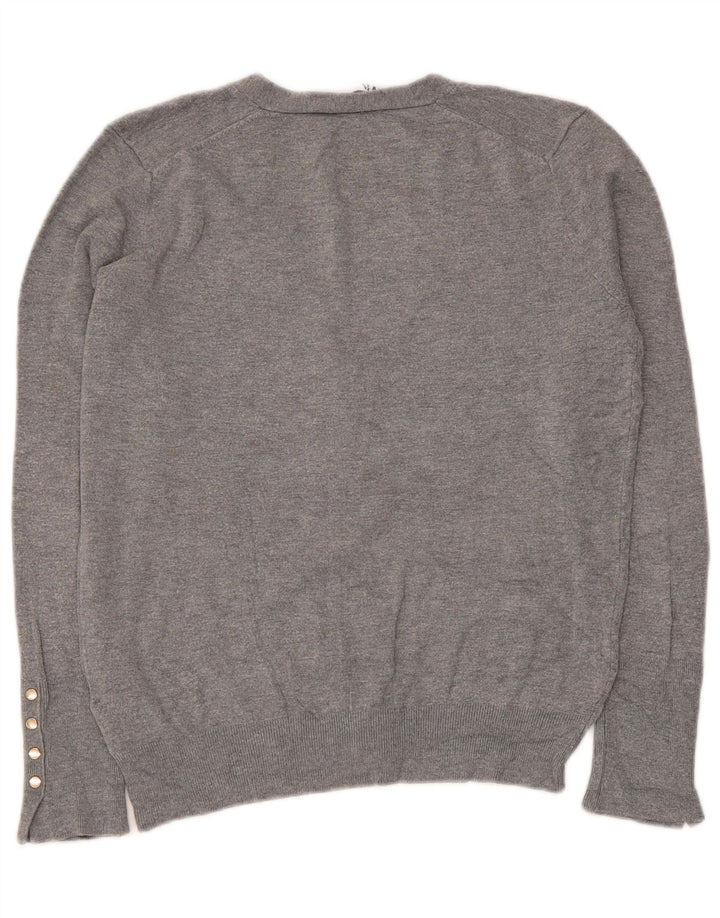 Zara Mujer Cárdigan Suéter UK 44 Grande Viscosa Gris