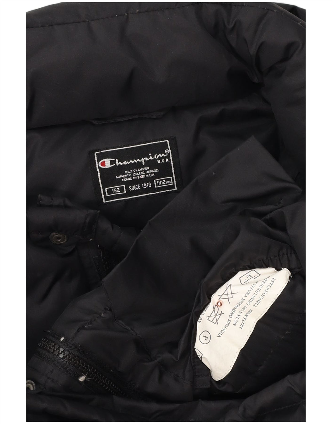 CHAMPION Chaqueta acolchada con capucha para niño 11-12 años Negro Poliéster