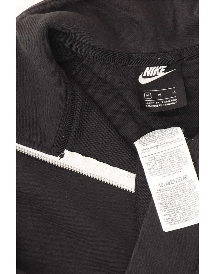 Nike Sudadera con cuello con cremallera y jersey de algodón negro mediano para hombre
