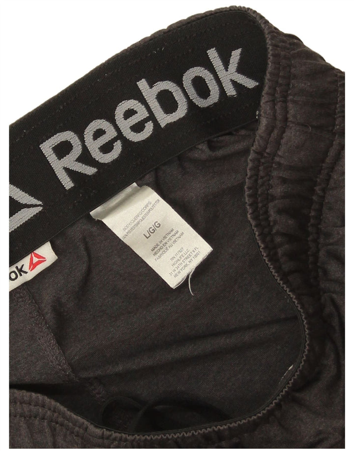 Reebok - Pantalones cortos deportivos para hombre, poliéster gris grande
