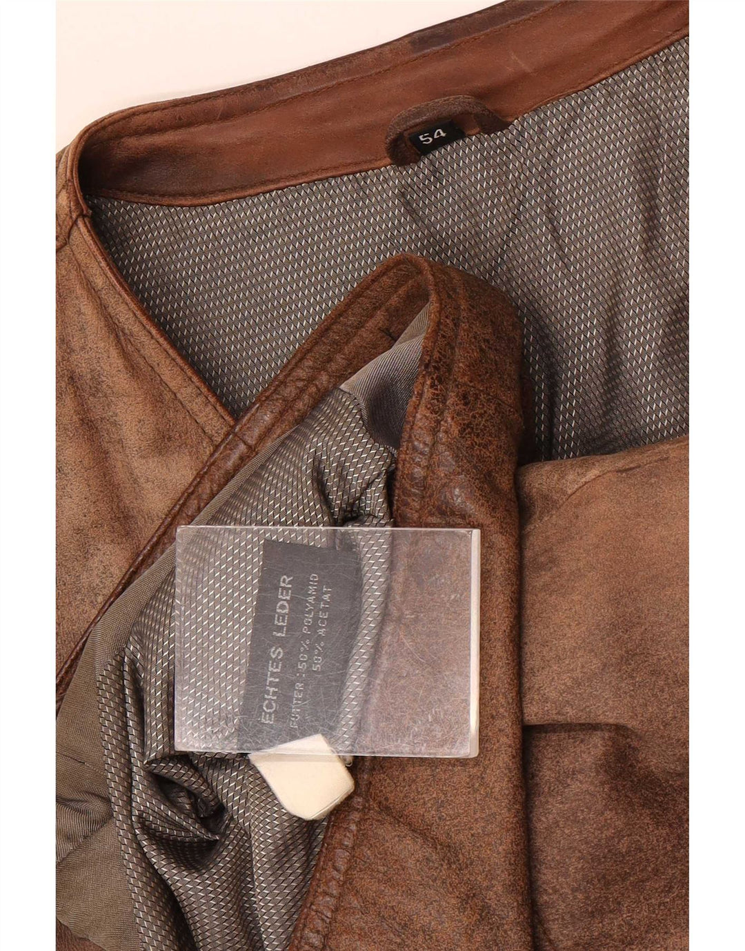 Vintage hombres cuero utilidad chaleco EU 54 2XL marrón