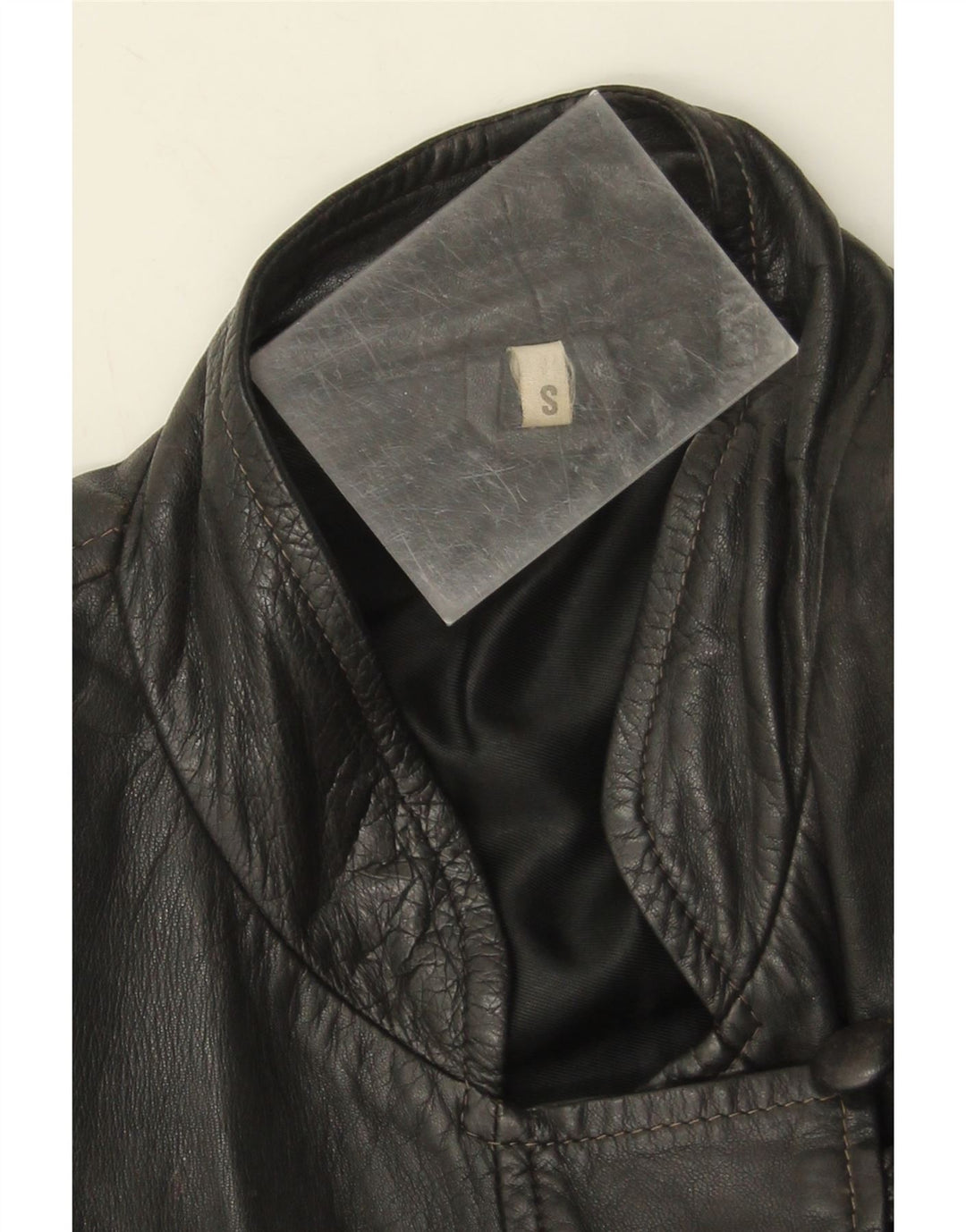 Vintage mujer chaqueta de cuero de gran tamaño Reino Unido 10 cuero negro pequeño