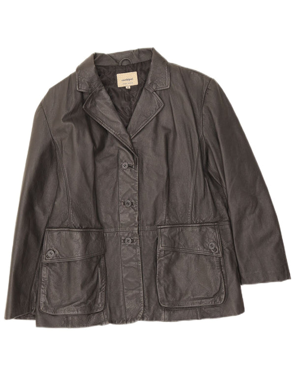 Conbipel Chaqueta Blazer de Cuero con 3 Botones para Mujer IT 48 XL Negro