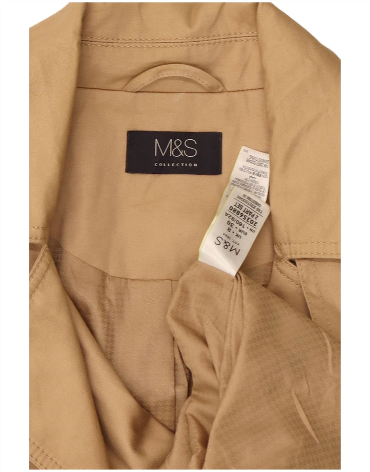 Marks & Spencer Gabardina de doble botonadura para mujer UK 8 Small Algodón beige