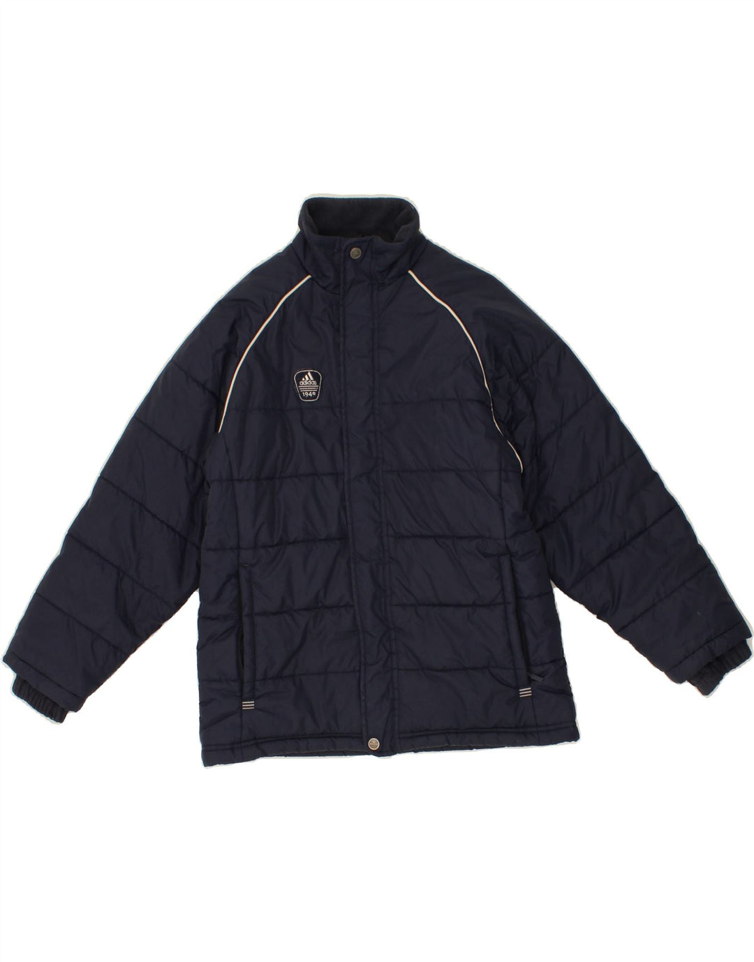 ADIDAS Boys Padded Jacket 11-12 Years Large Navy Blue Polyamide Vintage Adidas and Second-Hand Adidas from Messina Hembry 