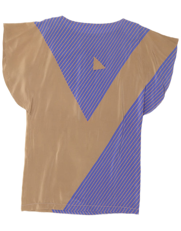 Vestido camisero vintage para mujer IT 42 Seda color block marrón medio