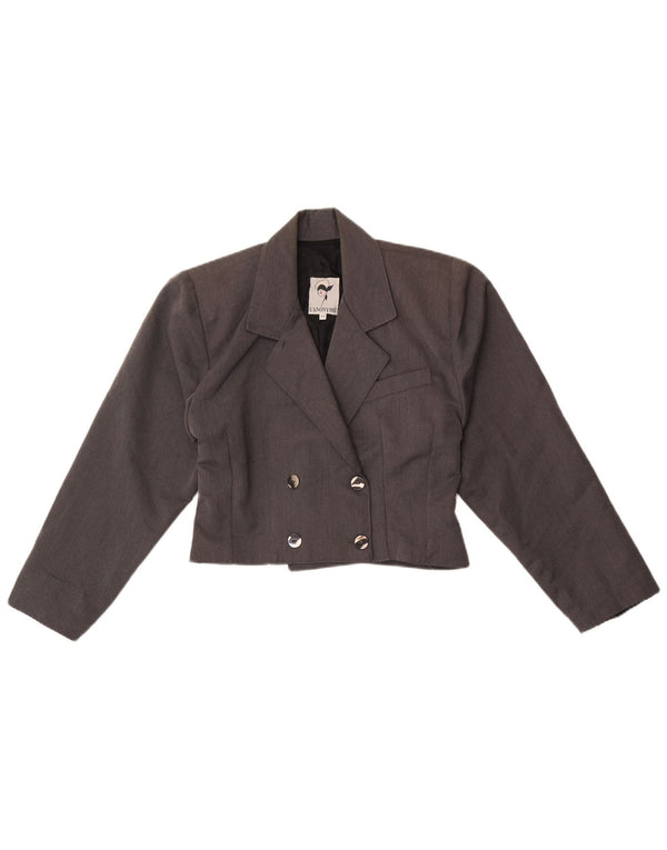 Vintage mujer cosecha doble pecho chaqueta blazer IT 44 gris medio