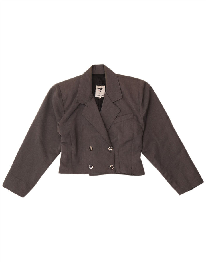 Vintage mujer cosecha doble pecho chaqueta blazer IT 44 gris medio
