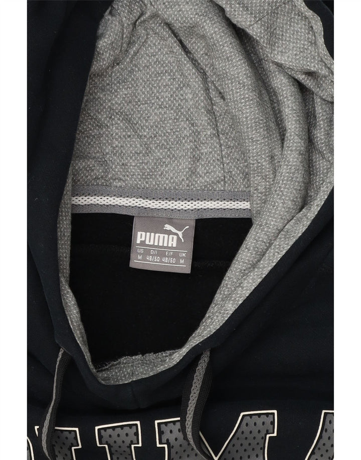 PUMA Mens Graphic Hoodie Jumper Medium Navy Blue Cotton Vintage Puma and Second-Hand Puma from Messina Hembry 