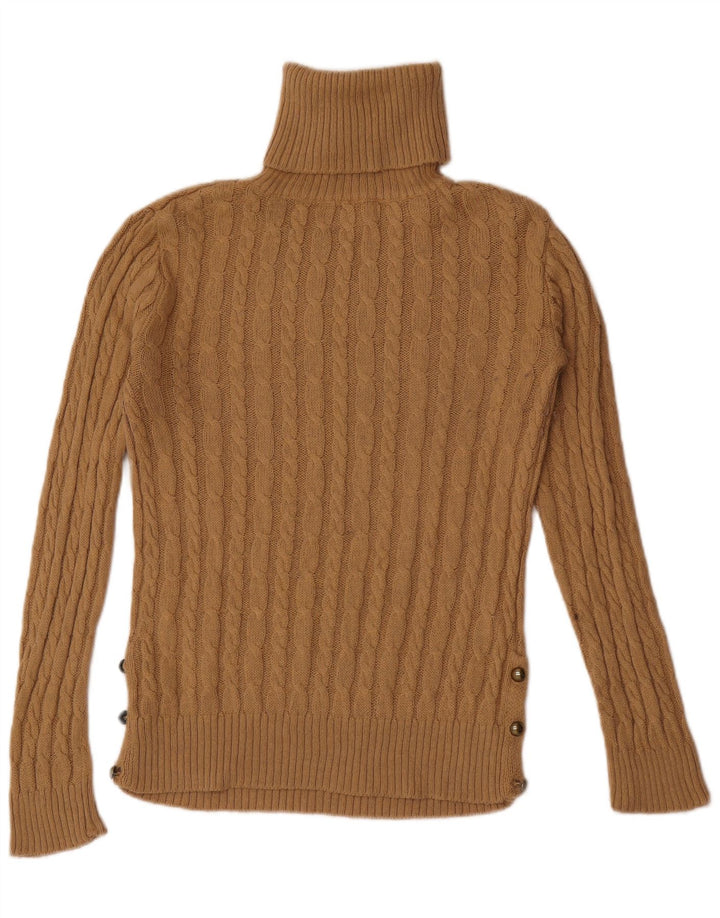 Zara Mujeres Roll Neck Jumper Sweater UK 12 Medio Marrón Acrílico