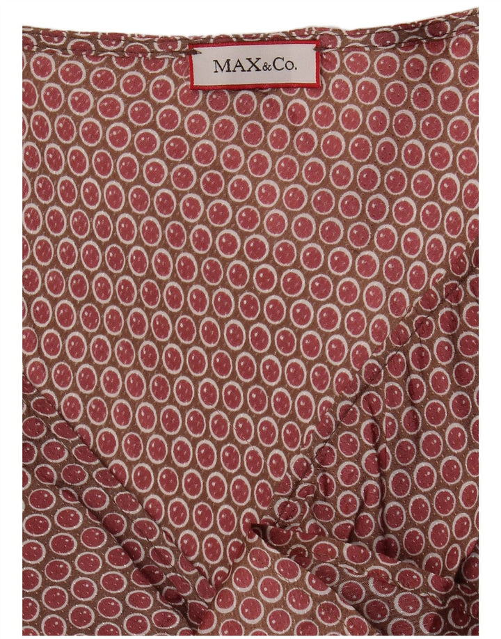 MAX & CO. Vestido acampanado con lazo delantero para mujer UK 42 Medio Borgoña manchado