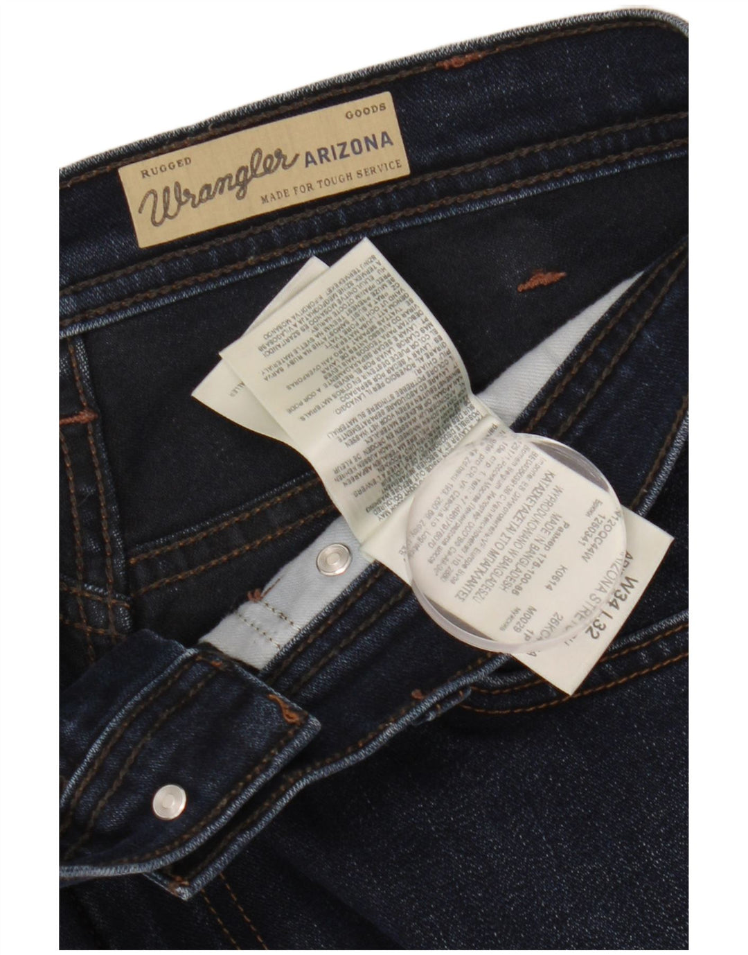 WRANGLER Vaqueros rectos elásticos Arizona para hombre W34 L32 Algodón azul marino