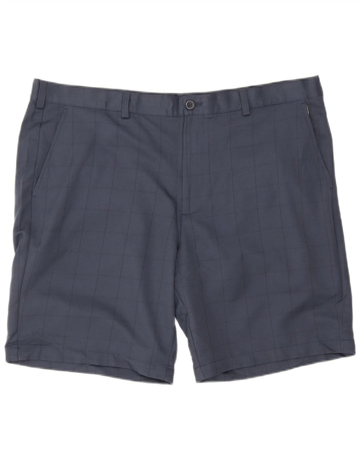 Izod Pantalones cortos chinos de golf para hombre W40 XL Poliéster a cuadros azul marino