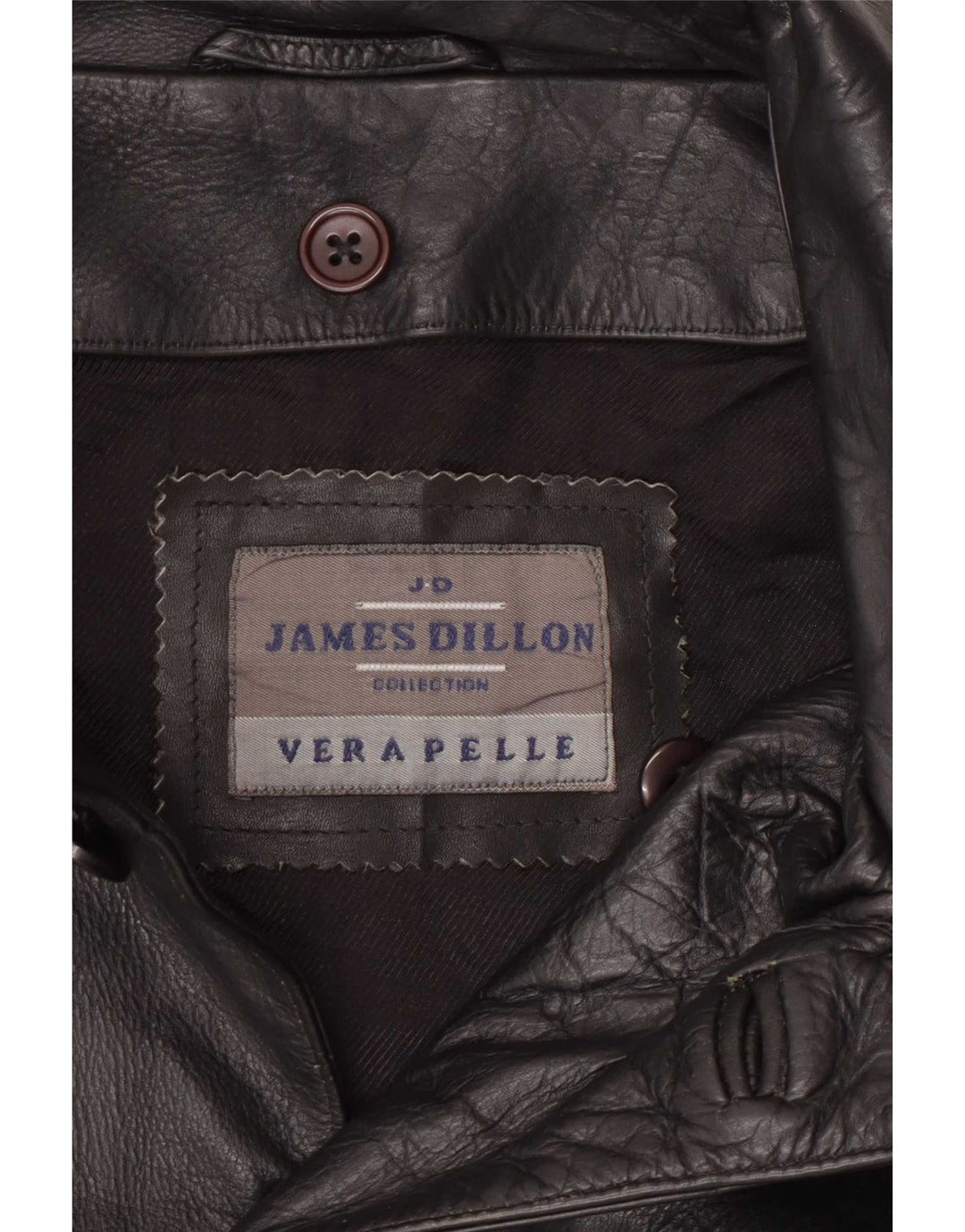 James Dillon Chaqueta de cuero para hombre UK 42 XL Negro