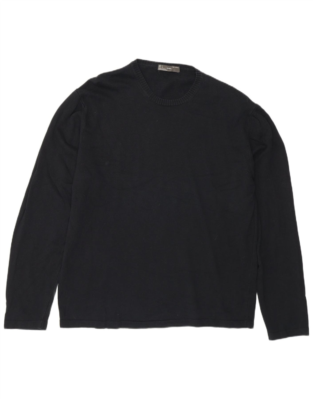 Zara Hombre Jersey Cuello Redondo Jersey Grande Azul Marino Algodón