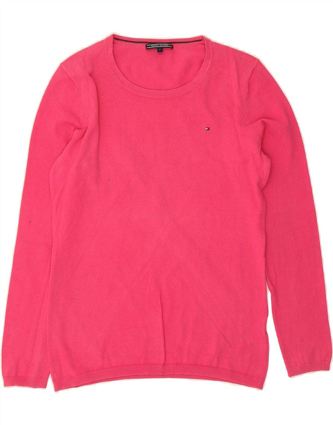 TOMMY HILFIGER Womens Crew Neck Jumper Sweater UK 12 Medium Pink Vintage Tommy Hilfiger and Second-Hand Tommy Hilfiger from Messina Hembry 