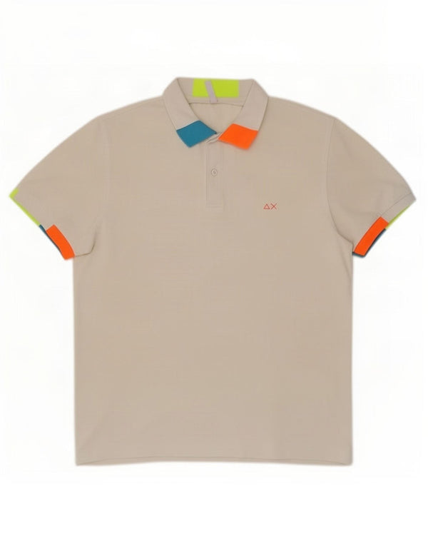 Sun68 Polo para hombre 2XL Algodón blanco con bloques de color
