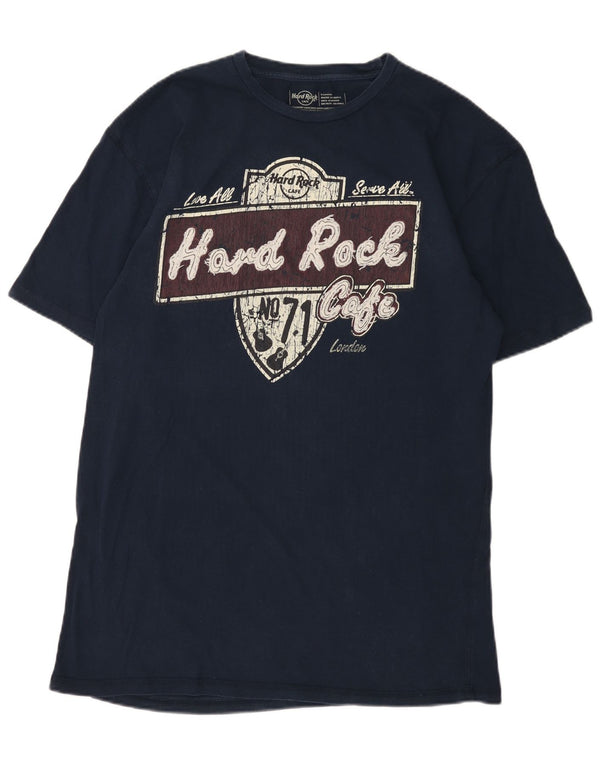 Hard Rock Cafe Hombres London Graphic Camiseta Top XL Azul Marino Algodón
