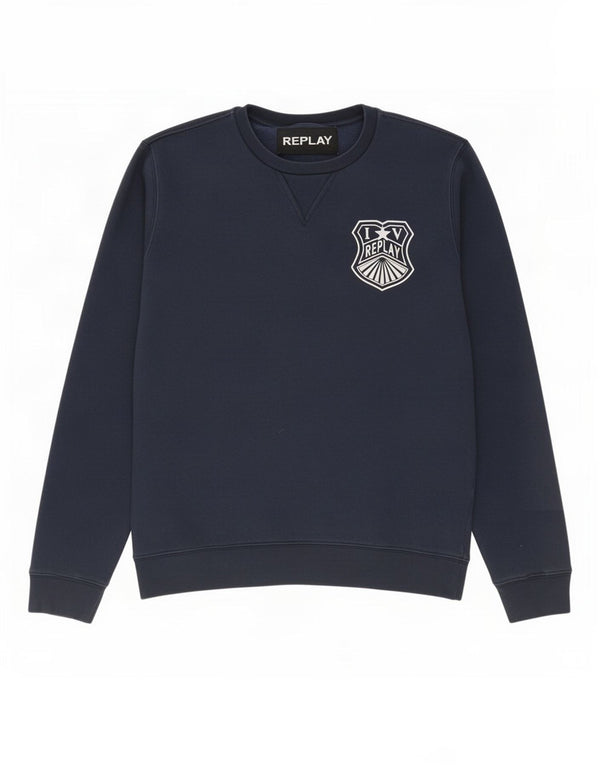 Replay Hombre Sudadera Jumper Medium Azul Marino Algodón