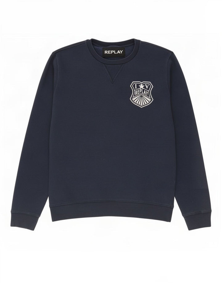 Replay Hombre Sudadera Jumper Medium Azul Marino Algodón