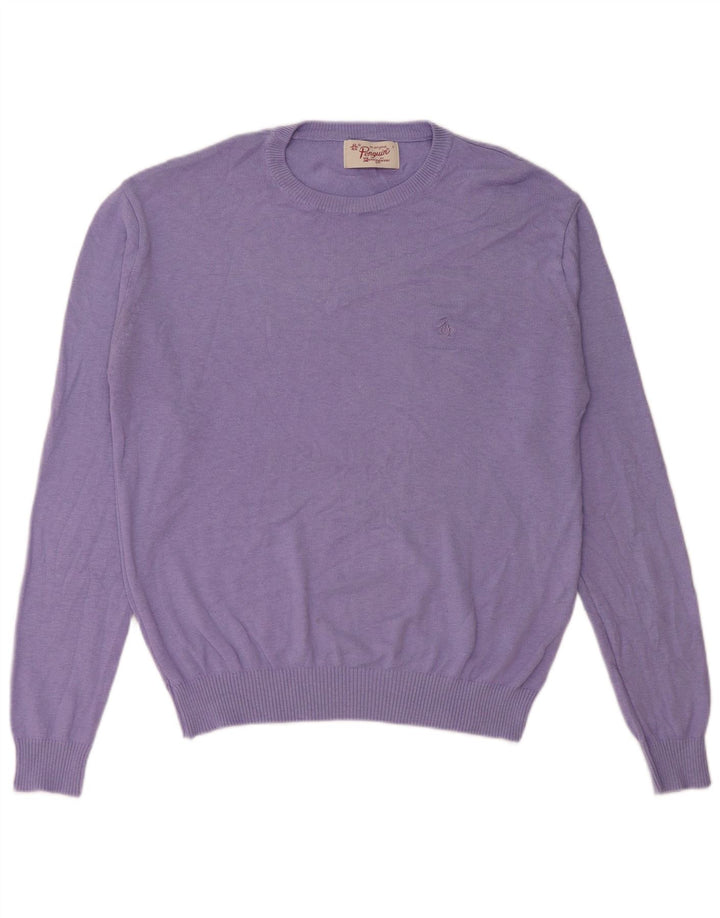 Penguin - Jersey de cuello redondo para hombre, talla grande, color morado