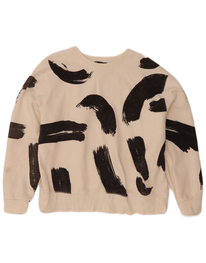 Zara Mujer Crop Sudadera Jumper UK 44 Mediano Blanco Colorblock