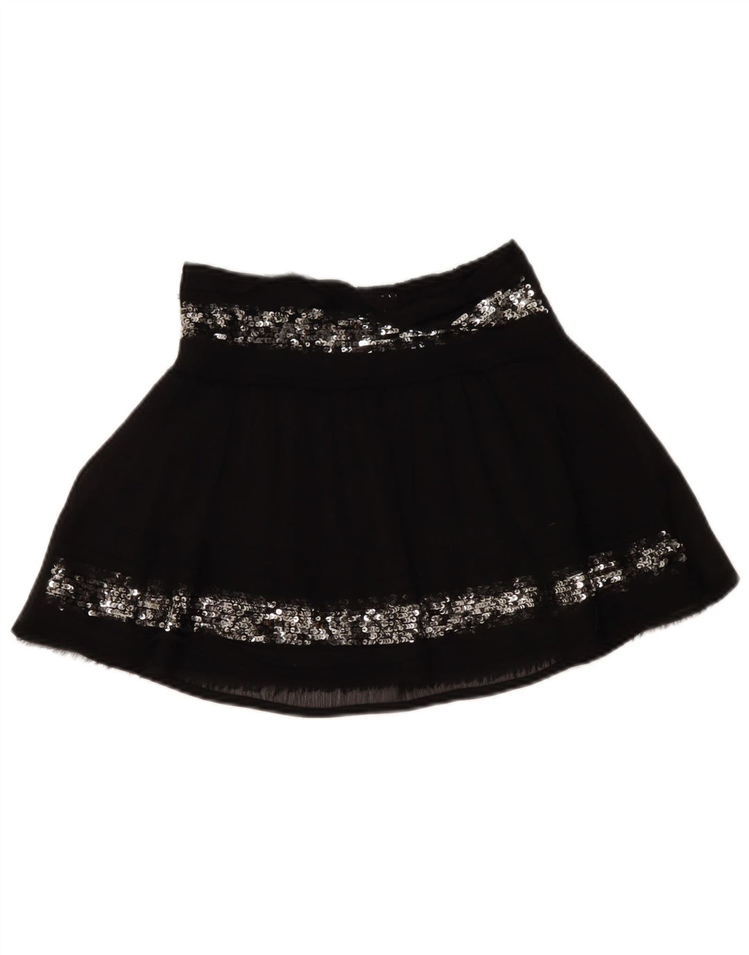 Sisley Falda acampanada para niñas 10-11 años W28 XL Poliéster negro