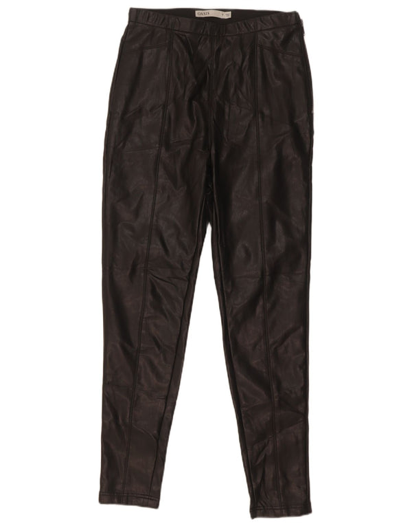 Oasis Pantalones pitillo de piel sintética para mujer UK 8 Small W26 L27 Negro