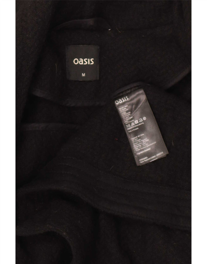 Abrigo cruzado para mujer Oasis UK 44 Mediano Lana de espiga negra