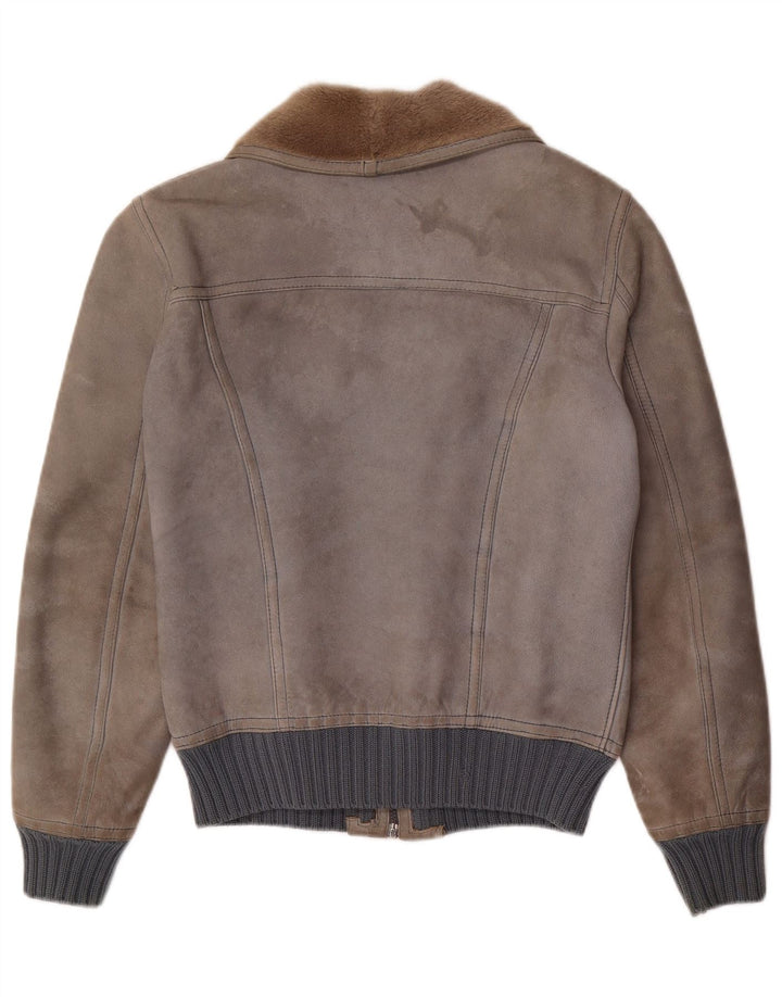 VINTAGE Chaqueta de piel de oveja para hombre IT 48 Piel de oveja gris medio