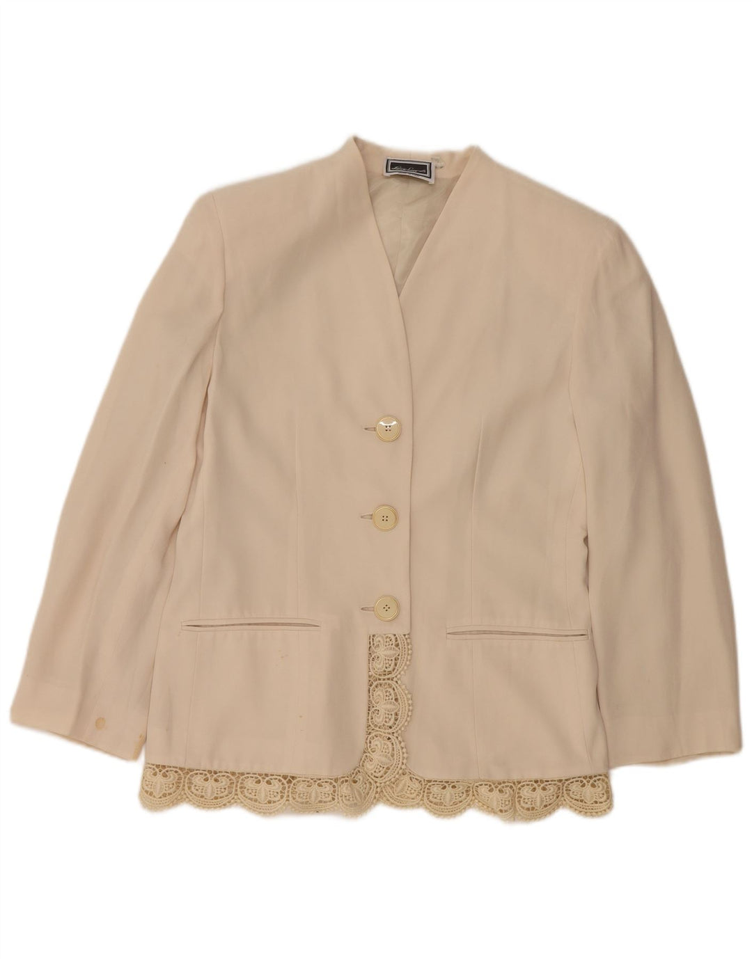 LUISA SPAGNOLI Chaqueta blazer de 3 botones para mujer IT 42 Acetato beige medio