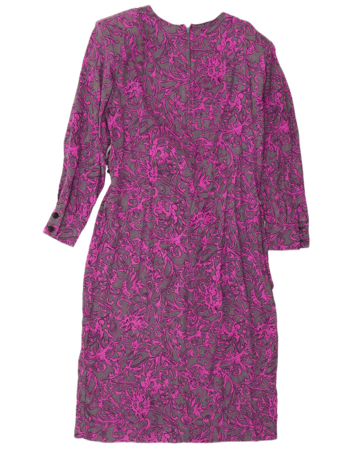 DONNA ENRICA Vestido recto de manga larga para mujer UK 46 Large Purple Paisley