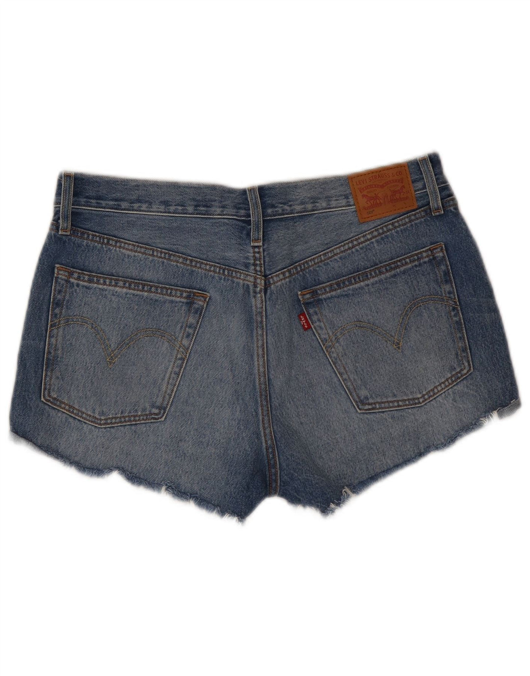 LEVI'S Mujer 501 Shorts Vaqueros W30 Algodón Azul Medio