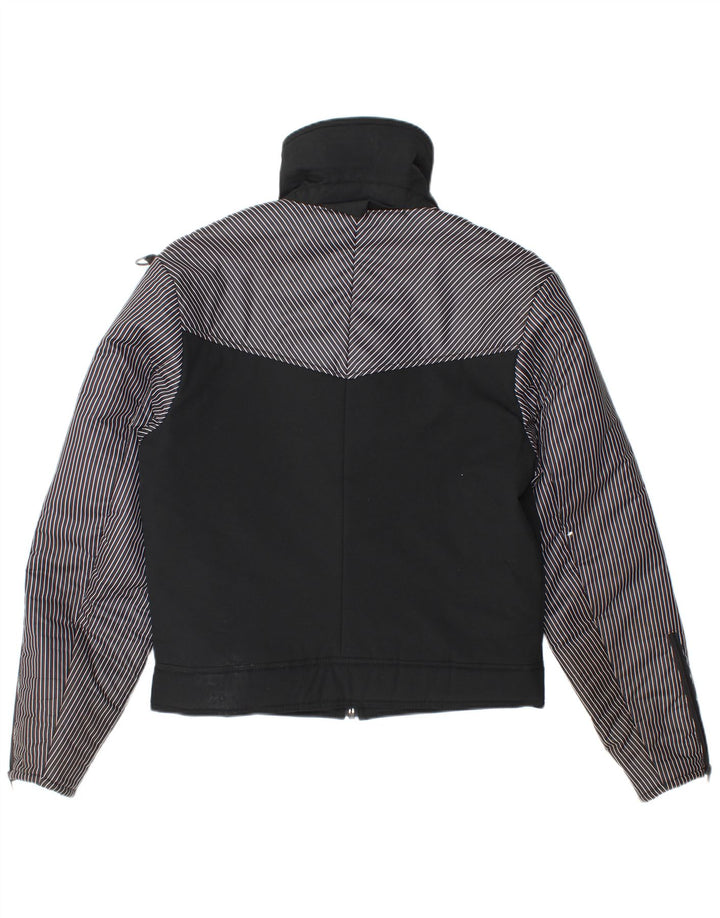 Vintage hombres chaqueta acolchada Reino Unido 36 pequeño negro colorblock poliamida