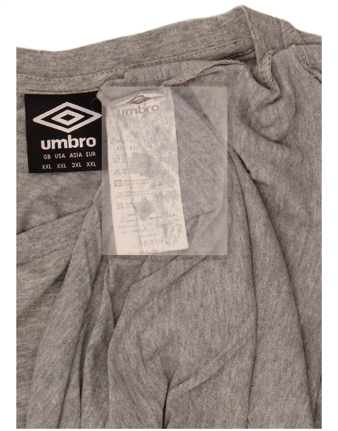 UMBRO Camiseta Hombre Top 2XL Gris Algodón