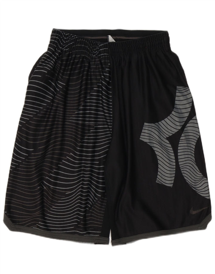 NIKE Pantalones cortos deportivos Dri Fit para hombre, poliéster geométrico negro grande