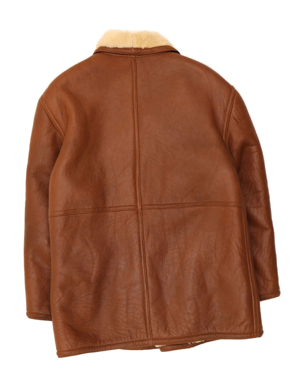 VINTAGE Chaqueta de piel de oveja para hombre IT 52 XL Marrón Shearling