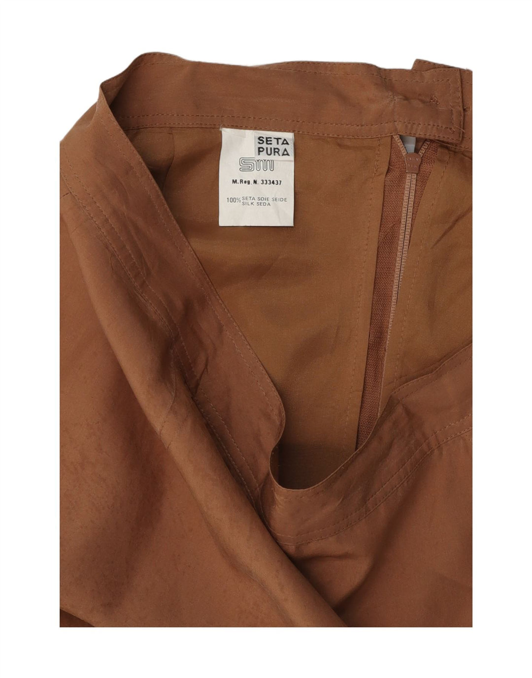 VINTAGE Womens Pencil Skirt W30 Medium Brown Silk