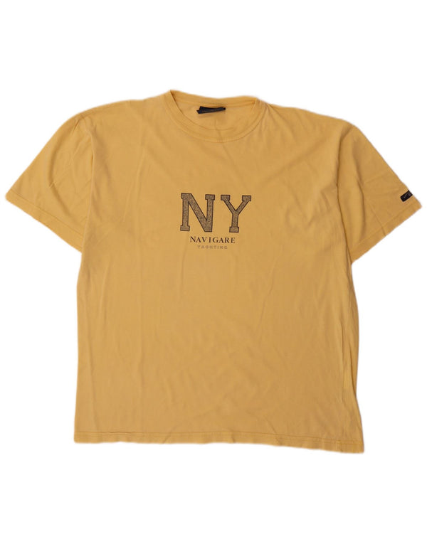 Navigare Camiseta gráfica para hombre Top de algodón amarillo medio