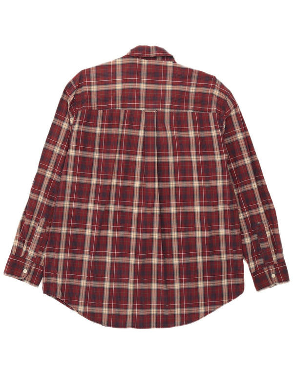 Chaps Camisa para hombre grande de algodón a cuadros burdeos