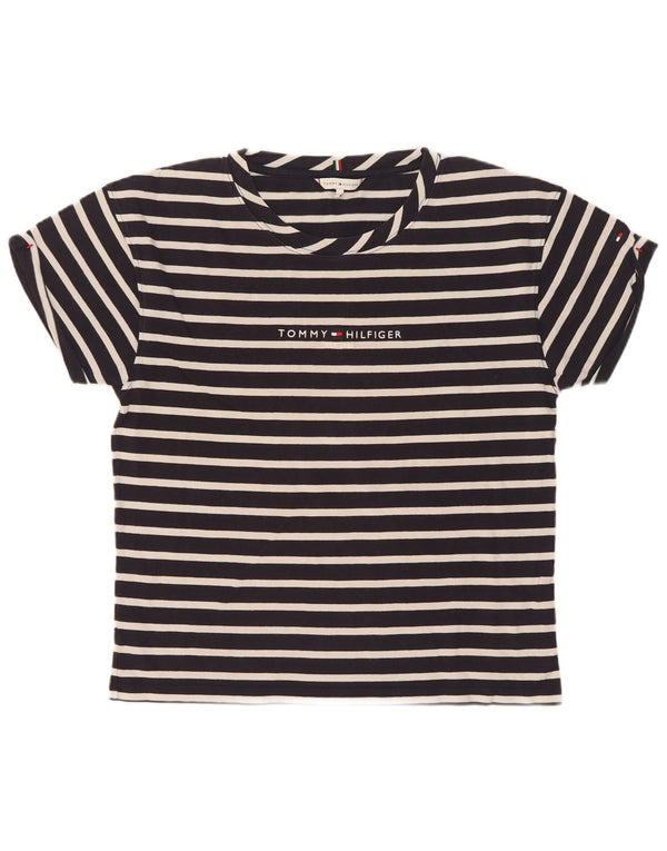 Tommy Hilfiger Camiseta para mujer Top UK 40 Mediano Azul Marino Rayas