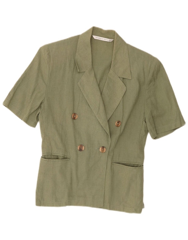 Marks & Spencer Chaqueta Blazer de Manga Corta para Mujer UK 10 Small Khaki
