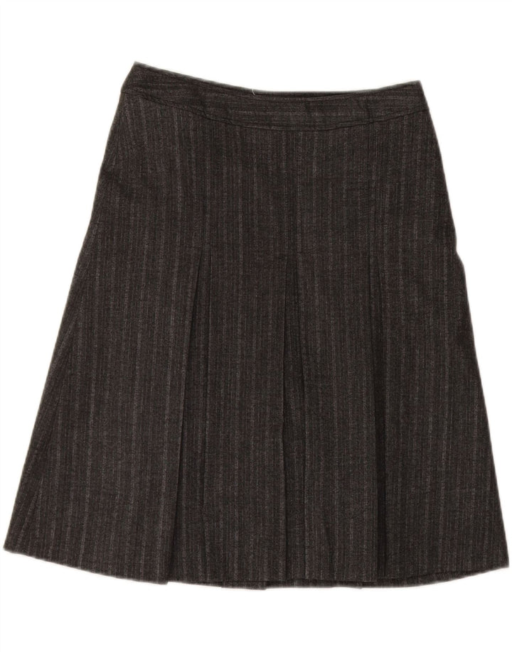 BERNARDI Womens A-Line Skirt IT 42 Medium W30  Grey Striped Viscose