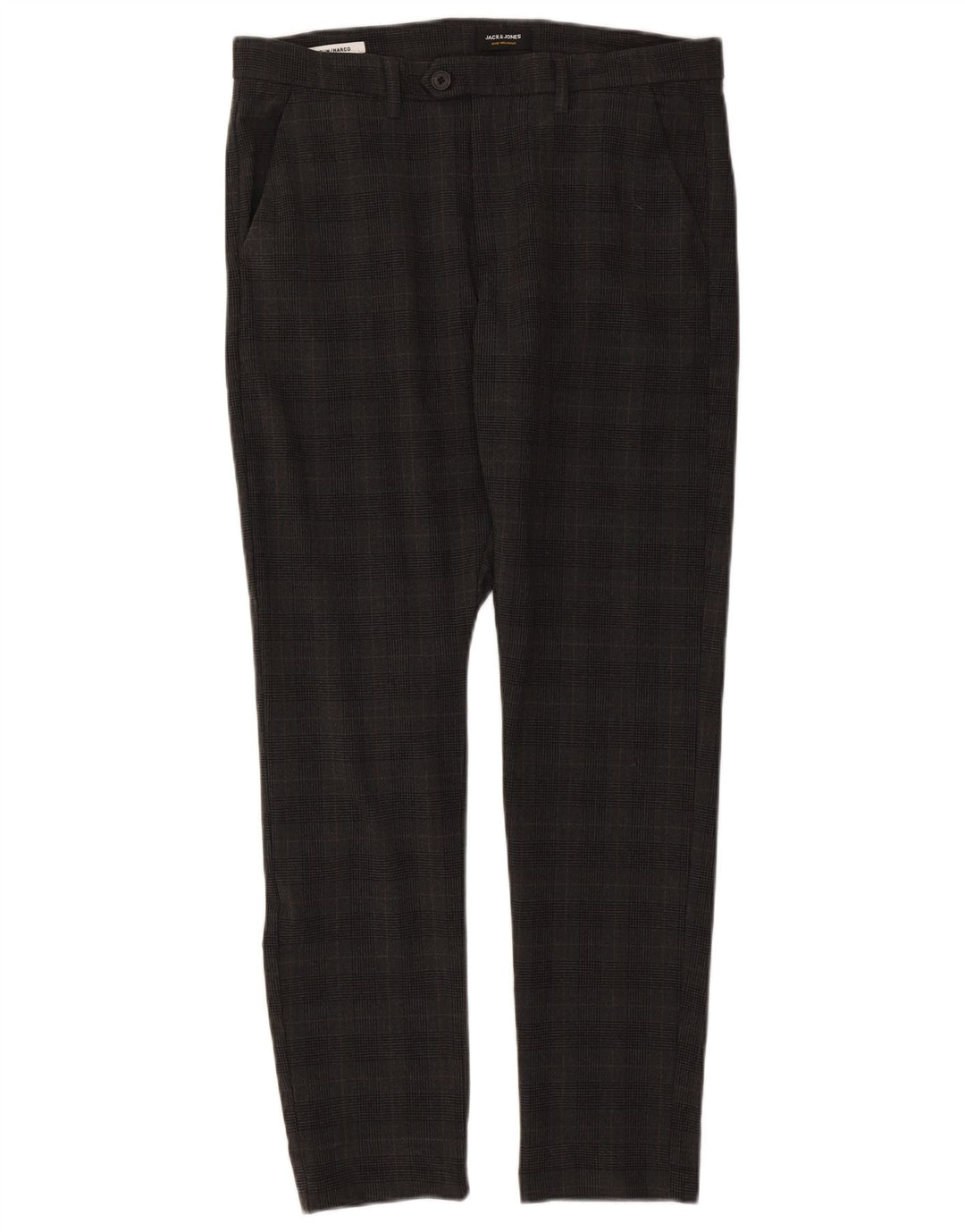 Jack & Jones Mens Marco Slim Traje Pantalones W34 L32 Gris Cuadros Poliéster