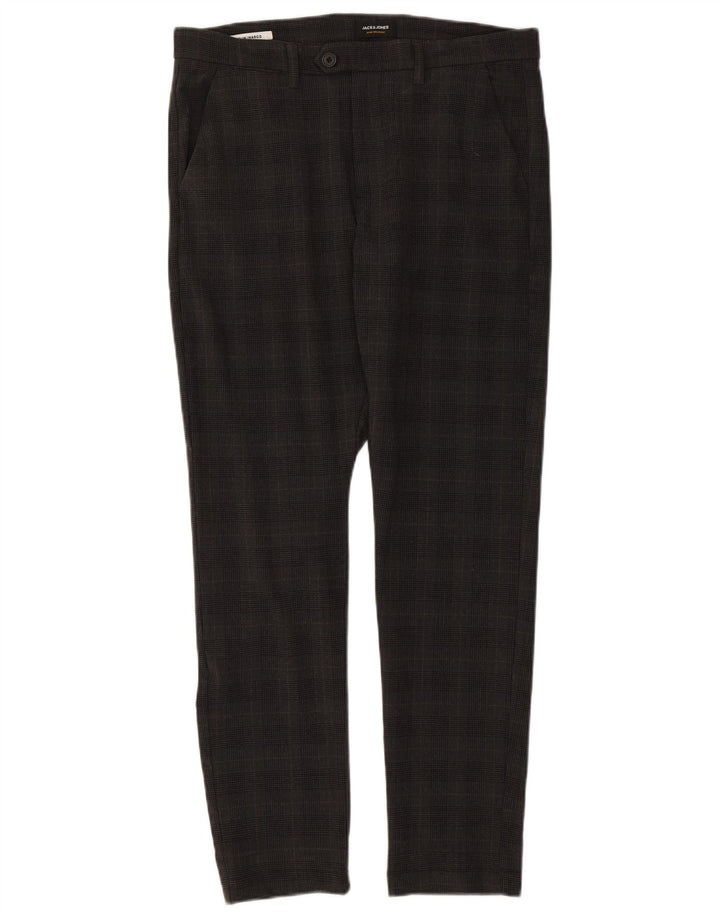 Jack & Jones Mens Marco Slim Traje Pantalones W34 L32 Gris Cuadros Poliéster