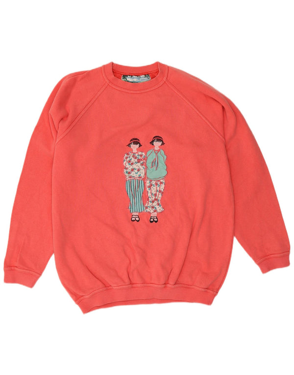 Naj Oleari Sudadera gráfica para mujer Jumper UK 12 Medium Pink Cotton Retro