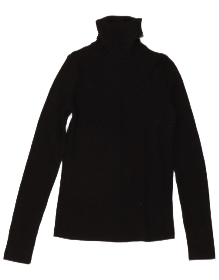 Zara Blusa con cuello vuelto para mujer UK 42 Medium Black Viscosa