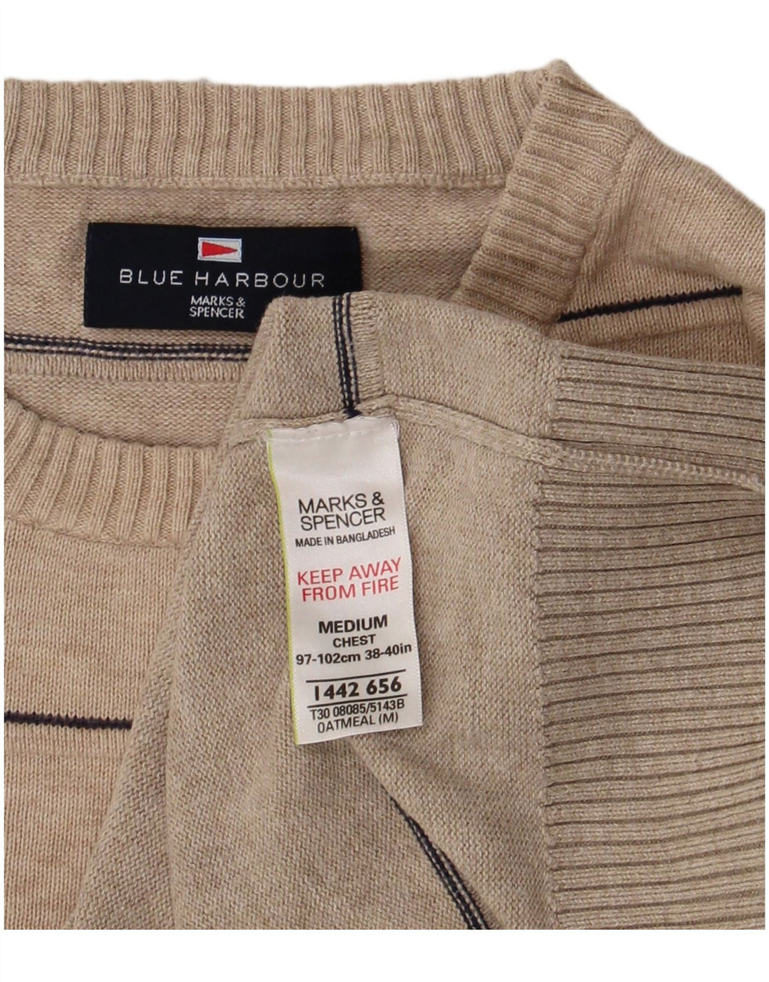 Marks & Spencer Jersey de Cuello Redondo Azul Harbor para Hombre Beige Medio
